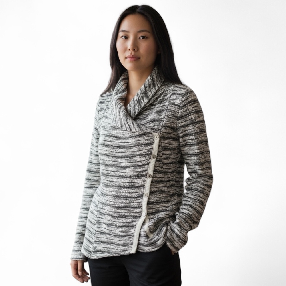 Saturday/ Sunday Striped Knit Asymmetrical Casual Blazer